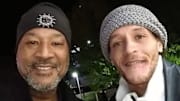 Former Capital City Classic stars and DMV basketball starts Tyrone Jones (left) and Delonte West recently reunited during a chance meeting outside of a 7-11 store.