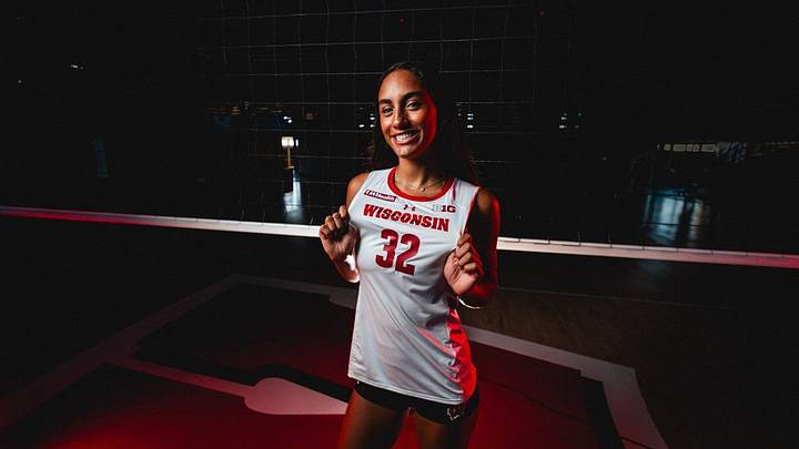 Wisconsin's outside hitter, Grace Egan poses for promotional photo Wisconsin's outside hitter, Grace Egan poses for promotional photo