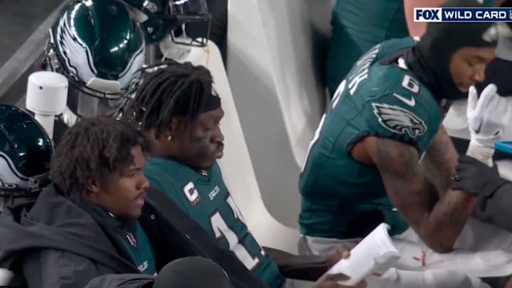 A.J. Brown was seen reading a book on the bench during the Eagles' win over the Packers. 