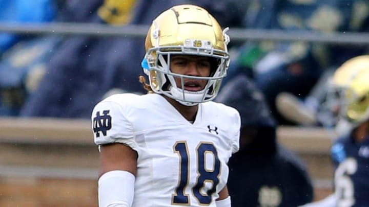 Notre Dame cornerback Chance Tucker (18) during the Notre Dame Blue-Gold Spring Football game on Saturday, April 22, 2023, at Notre Dame Stadium in South Bend.

Nd Football Blue Gold Game