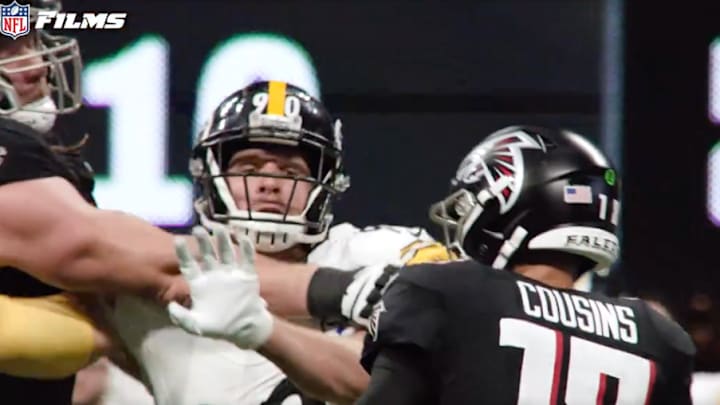 T.J. Watt finished off the Steelers win on Sunday by sacking Falcons QB Kirk Cousins. 