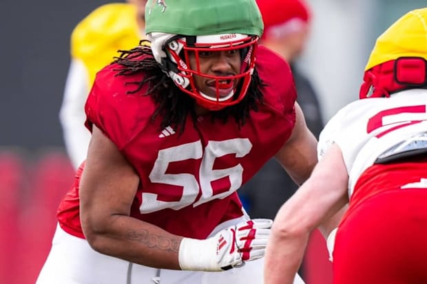 Micah Mazzccua during a 2024 Nebraska football spring practice