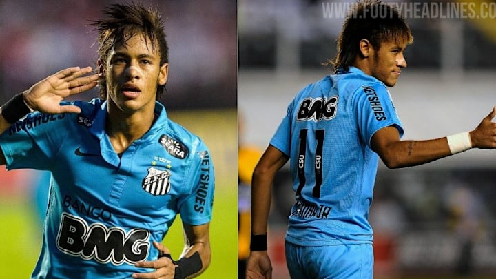 Neymar Junior en 2012, vêtu du maillot third de Santos 