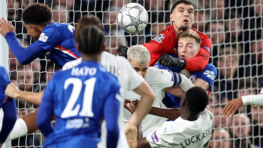 Liam Delap battles for the ball vs. Pafos.