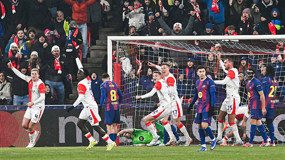 Barcelona conceding vs. Slavia Prague.