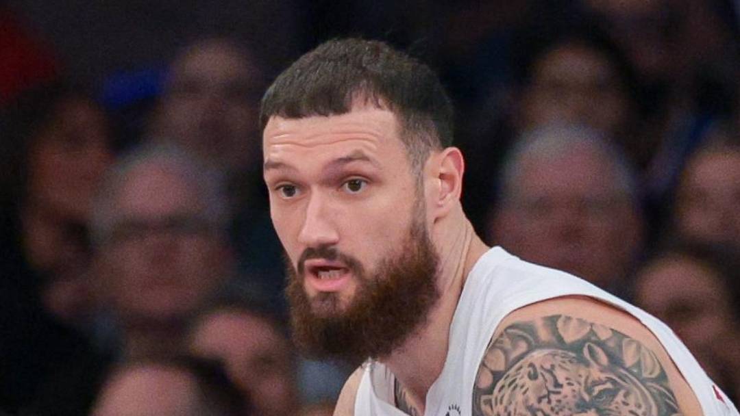 Toronto Raptors forward Sandro Mamukelashvili dribbles up court during the first half against the New York Knicks. Toronto Raptors forward Sandro Mamukelashvili dribbles up court during the first half against the New York Knicks.