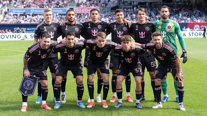 Starting Eleven of Inter Miami CF pose before the regular...