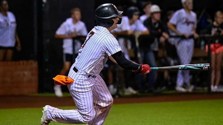 Centerville junior Jake Long swings against Harleton in a game on May 16.