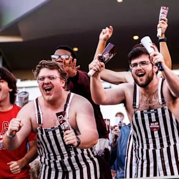 Mississippi State Fans during the game between the Missouri Tigers and the Mississippi State Bulldogs at Davis Wade Stadium at Scott Field in Starkville, MS.