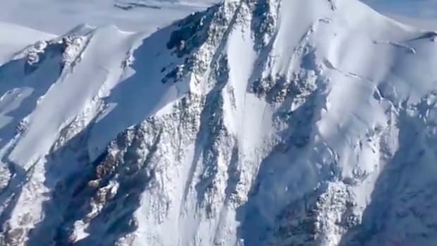 A view of the icy slopes of Mont Blanc