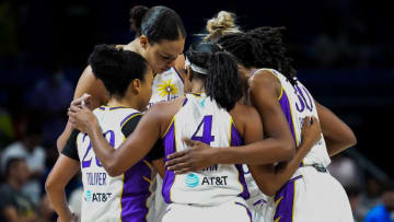 The Los Angeles Sparks are moving on from 30-year old center Liz Cambage (top left) following a mutual decision to terminate her contract.