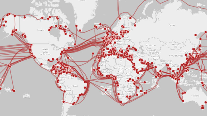 A map of the world's undersea cables in 2015.
