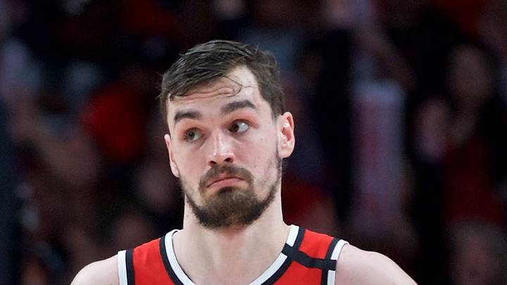Mar 10, 2020; Portland, OR, USA; Portland Trail Blazers forward Mario Hezonja (44) reacts after making a three point basket against the Phoenix Suns during the fourth quarter at the Moda Center. Mandatory Credit: Craig Mitchelldyer-USA TODAY Sports