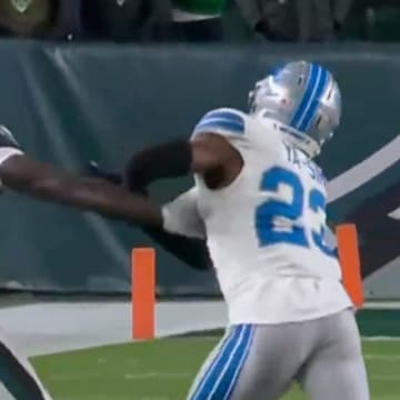 Lions' Rock Ya-Sin was called for a controversial penalty late against the Eagles.