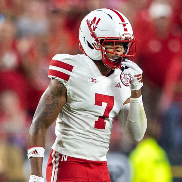 Nebraska defensive back Malcolm Hartzog Jr. during the Huskers' 2025 game vs. Cincinnati at Arrowhead Stadium in Kansas City