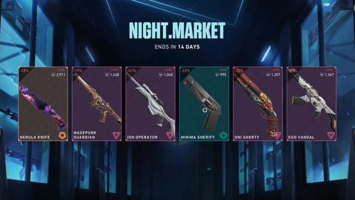 VALORANT's Night Market is the perfect chance to buy off-price weapon and knife skins. 