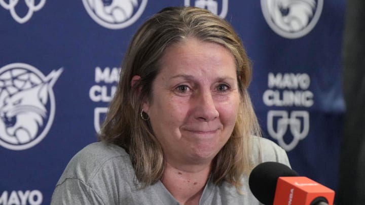 Jul 9, 2024; Los Angeles, California, USA; Minnesota Lynx coach Cheryl Reeve at a press conference at Crypto.com Arena. Mandatory Credit: Kirby Lee-USA TODAY Sports