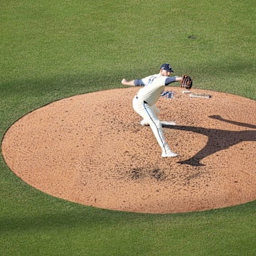 Jul 6, 2024; Los Angeles, California, USA; Los Angeles Dodgers starting pitcher James Paxton (65) throws against the Milwaukee Brewers at Dodger Stadium. Mandatory Credit: Kirby Lee-Imagn Images