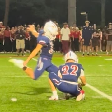 Noah Sidan delivers a 26-yard field goal as time runs out, lifting Chaminade-Madonna to a 48-45 win against American Heritage.