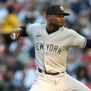 Jul 18, 2023; Anaheim, California, USA; New York Yankees starting pitcher Domingo German (0) throws against the Los Angeles Angels in the third inning at Angel Stadium. Mandatory Credit: Kirby Lee-USA TODAY Sports