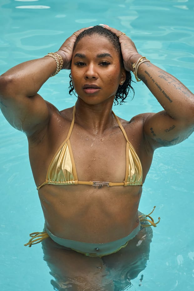 Jordan Chiles enjoys the Apres Swimsuit Pool Party