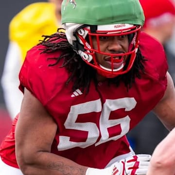 Micah Mazzccua during a 2024 Nebraska football spring practice.