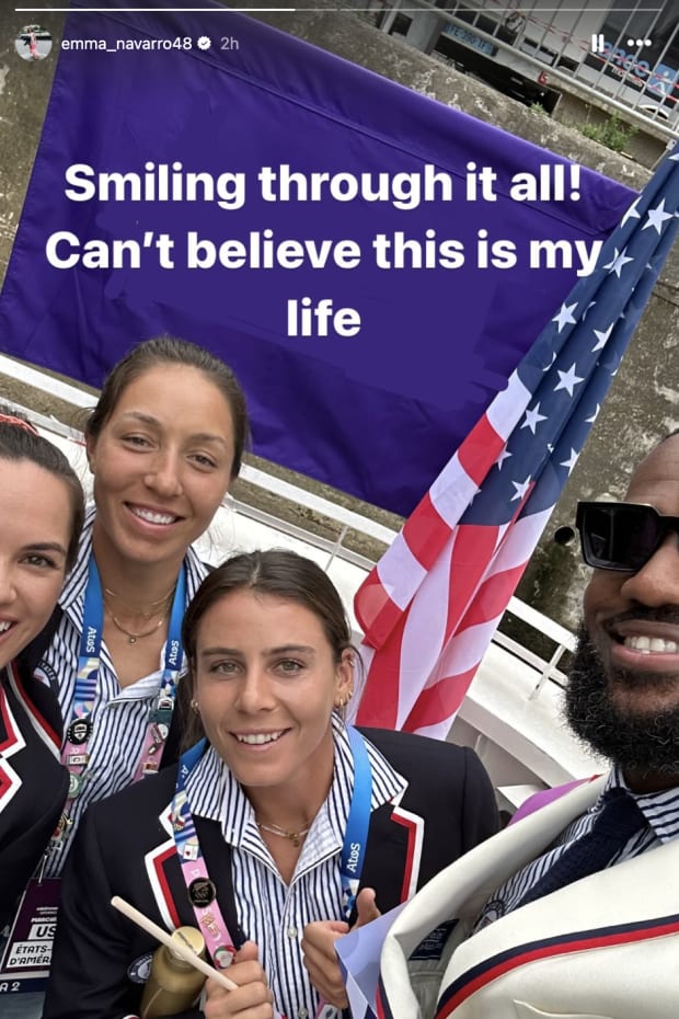 Emma Navarro poses with LeBron James