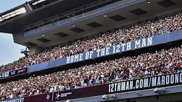 Nov 20, 2021; College Station, Texas, USA;  A general view of the stands at the last regular season home game between the Texas A&M Aggies and the Prairie View Am Panthers at Kyle Field. Mandatory Credit: Maria Lysaker-Imagn Images