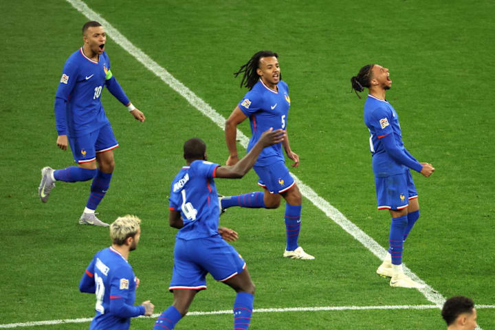 Michael Olise, Kylian Mbappe, Jules Kounde