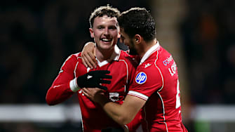 Nathan Broadhead (left) secured all three points for Wrexham,