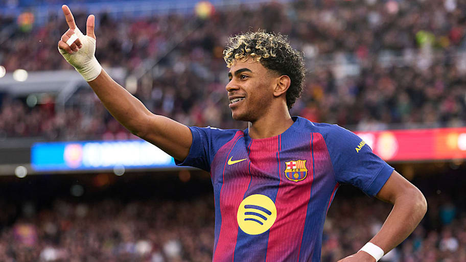 Lamine Yamal celebrating.