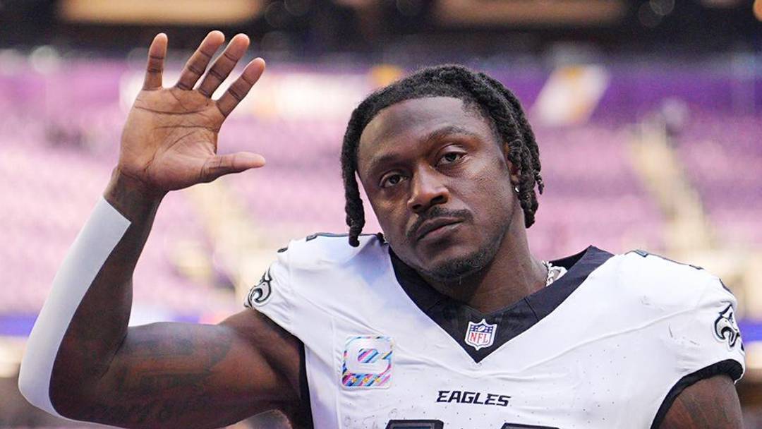 Oct 19, 2025; Minneapolis, Minnesota, USA; Philadelphia Eagles wide receiver A.J. Brown (11) waves to the fans after the game against the Minnesota Vikings at U.S. Bank Stadium. Mandatory Credit: Brad Rempel-Imagn Images