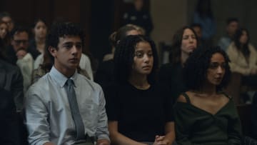 Kingston Rumi Southwick, Chase Infiniti and Ruth Negga in "Presumed Innocent," now streaming on Apple TV+. Credit: Apple TV+