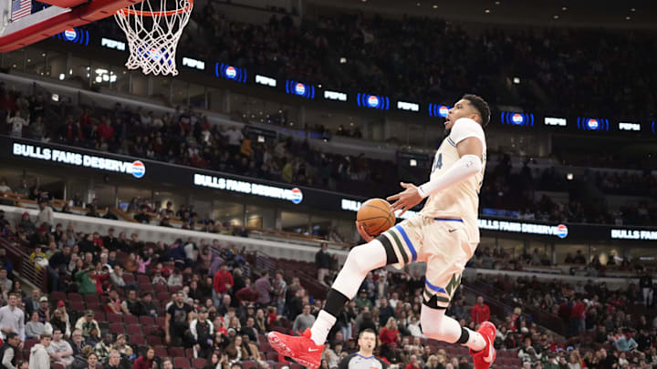 Bucks star Giannis Antetokounmpo had Bulls players upset after a late-game windmill dunk with the game well in hand.