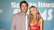 Brooks Koepka and Jena Sims attend Sports Illustrated Swimsuit Runway Show in Miami Beach, Florida in May 2025.