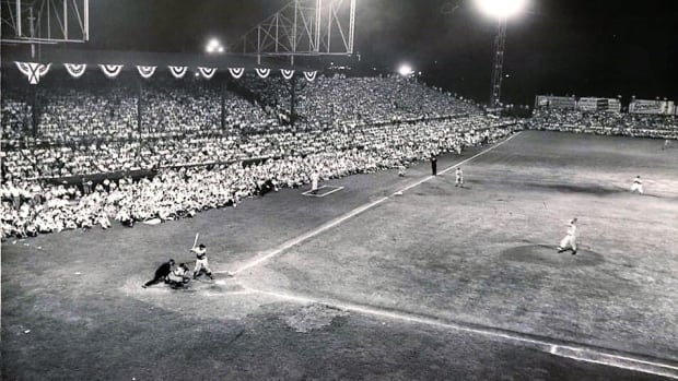 The 1955 record crowd of 19,830 fans at Rickwood Field. 