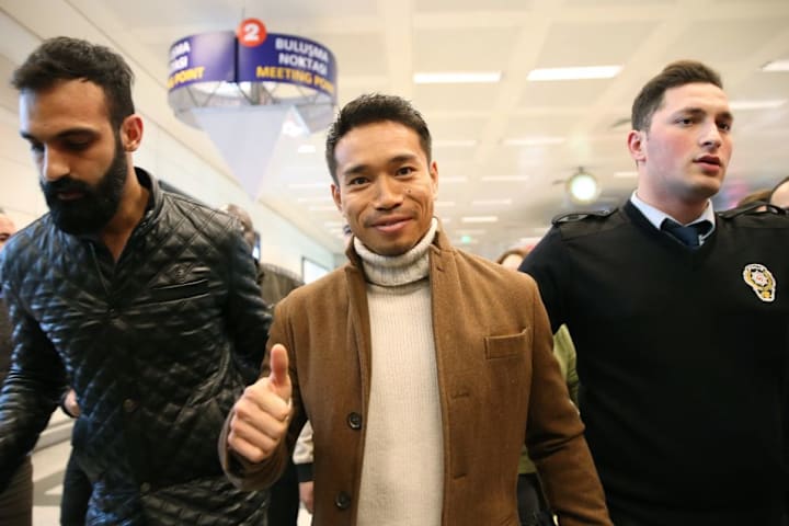 Japanese football player Yuto Nagatomo arrives Istanbul