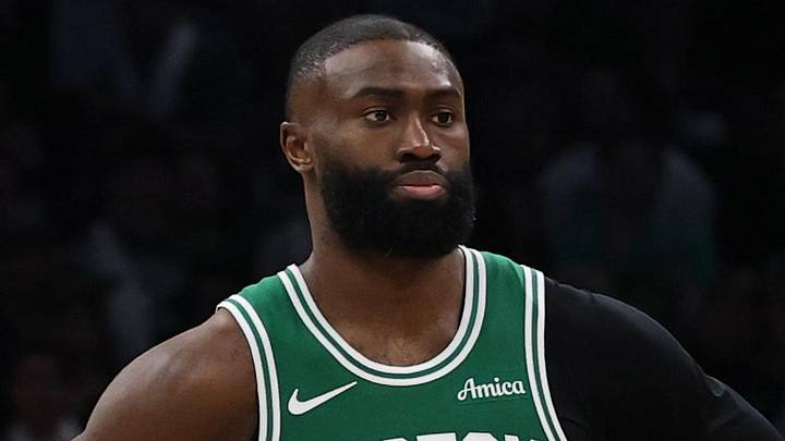 May 2, 2026; Boston, Massachusetts, USA; Boston Celtics guard Jaylen Brown (7) and center Neemias Queta (88) stand on the court late in the second half of their loss to the Philadelphia 76ers in game seven of the first round of the 2026 NBA Playoffs at TD Garden. Mandatory Credit: Winslow Townson-Imagn Images