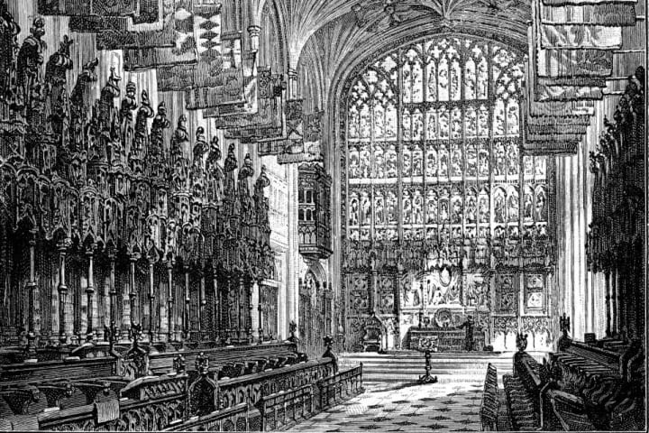 St George's Chapel, Windsor, Showing Royal Gallery & Altar.
