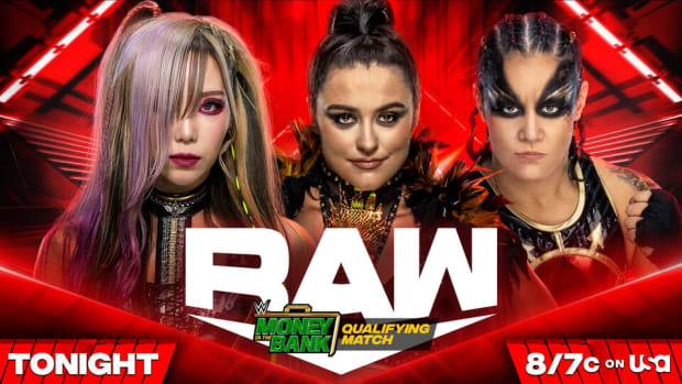 Kairi Sane vs. Lyra Valkyria vs. Shayna Baszler in a MITB Qualifying Match on WWE Monday Night Raw.