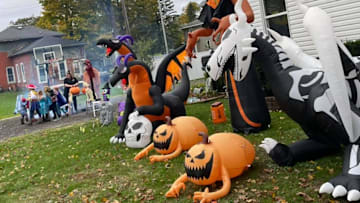 Self-inflating yard decor was favored by trick-or-treat goers in 2022.