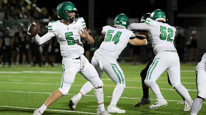 West Linn quarterback Baird Gilroy passed for 322 yards and two touchdowns in Week 1. West Linn quarterback Baird Gilroy passed for 322 yards and two touchdowns in Week 1.