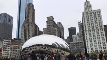 Cloud Gate, aka the Bean, in Chicago.

10chicagobean