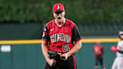 White Sox pitcher Mike Vasil celebrates against the Cleveland Guardians Friday at Rate Field.