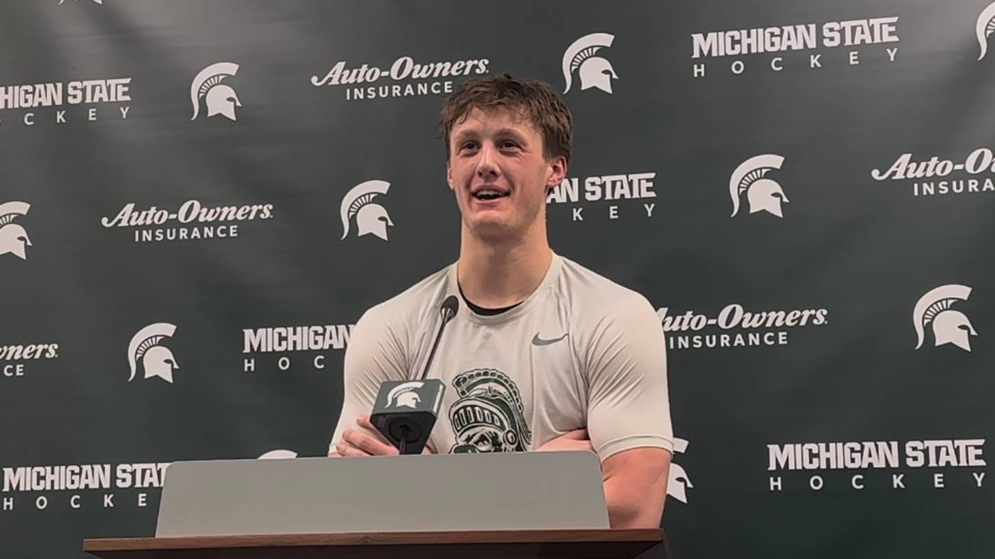WATCH: Michigan State Hockey F Charlie Stramel Speaks After Win Over Michigan