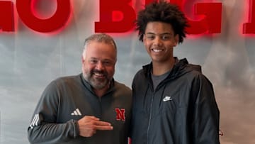 Nebraska coach Matt Rhule with Carmel Catholic (Illinois) four-star quarterback Trae Taylor