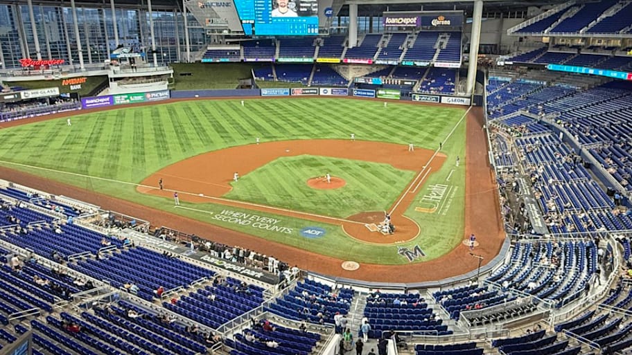 The Rockies-Marlins game had an announced attendance of 5,894 fans.  | Screengrab Twitter @FoulTerritoryTV