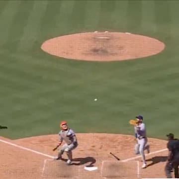 Los Angeles Dodgers catcher Will Smith scored the game-tying run after New York Mets third baseman Brett Baty committed an error. 