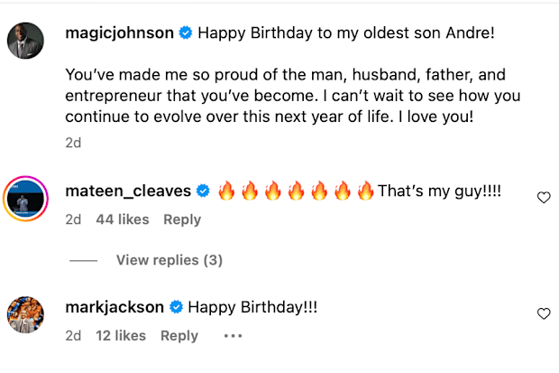 Magic Johnson's IG Post Comments Section
