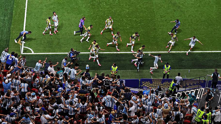 Argentina celebrate the win over Egypt.
